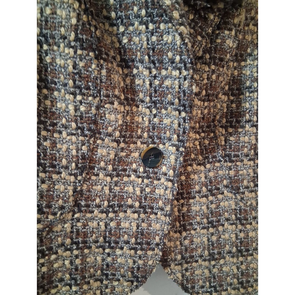 Zara Basic Brown Wool Blend Tweed Blazer Jacket Size 8 Single Button Suit Coat - Picture 4 of 9
